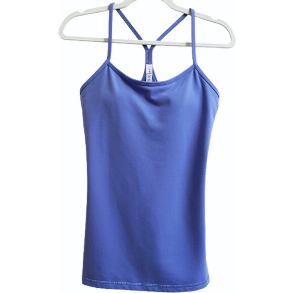 Lululemon Built-In Bra Strappy Racerback Tank Top Cool Blue Purple Size 8 Yoga - Picture 1 of 7